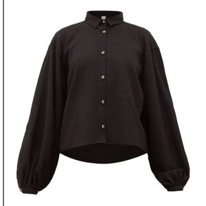 Toteme Novale Logo-Buttoned Bouclé-Twill Shirt Black